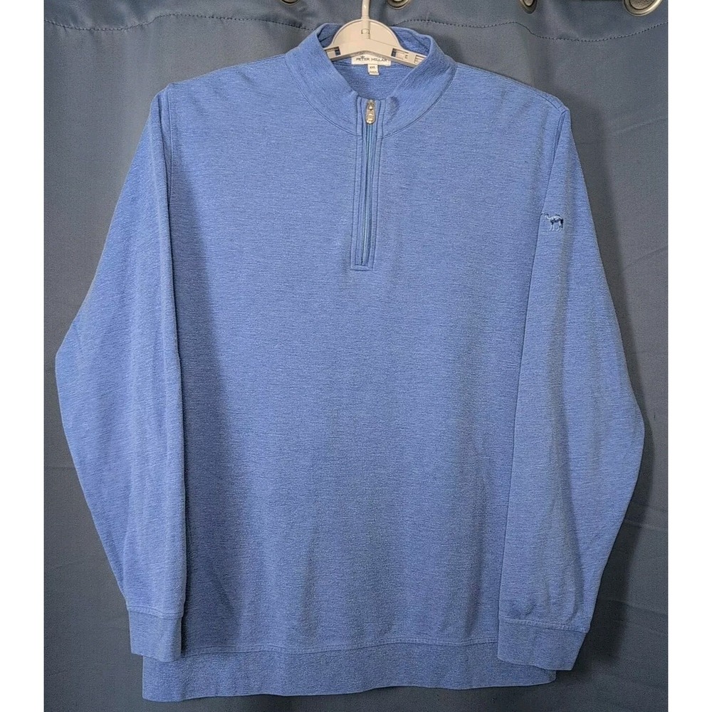Peter Millar Crown Comfort Interlock 1/4 Zip Mens‎ 2XL Blue Performance Golf